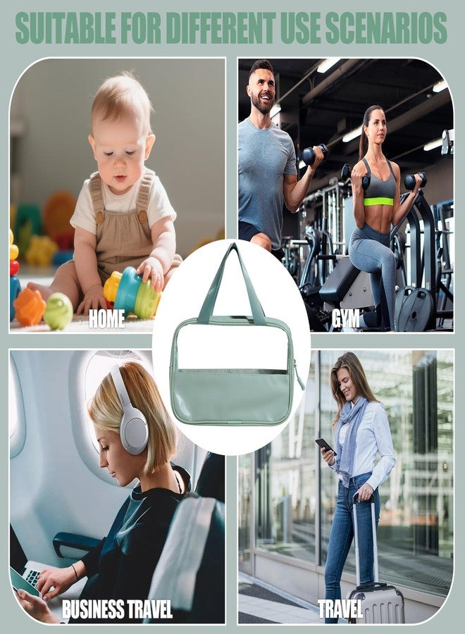 NVTED 3PCS Clear Hanging Travel Toiletry Bag, Cosmetic Bags Set Waterproof Transparent PVC Travel Makeup Pouch Carry on Travel Organizer Bag (Green) - Image 5